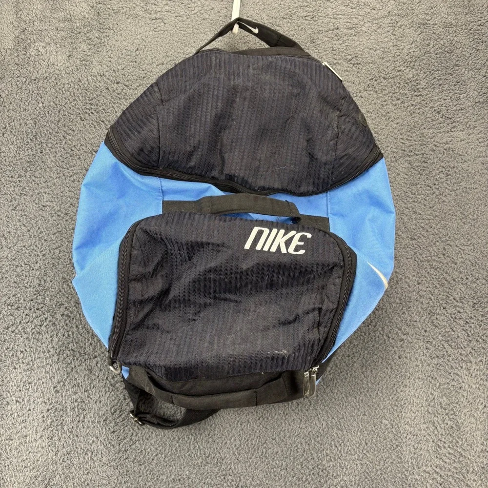 Nike Backpack Blue Black Swoosh Logo Gym Travel Luggage Oversized Bag